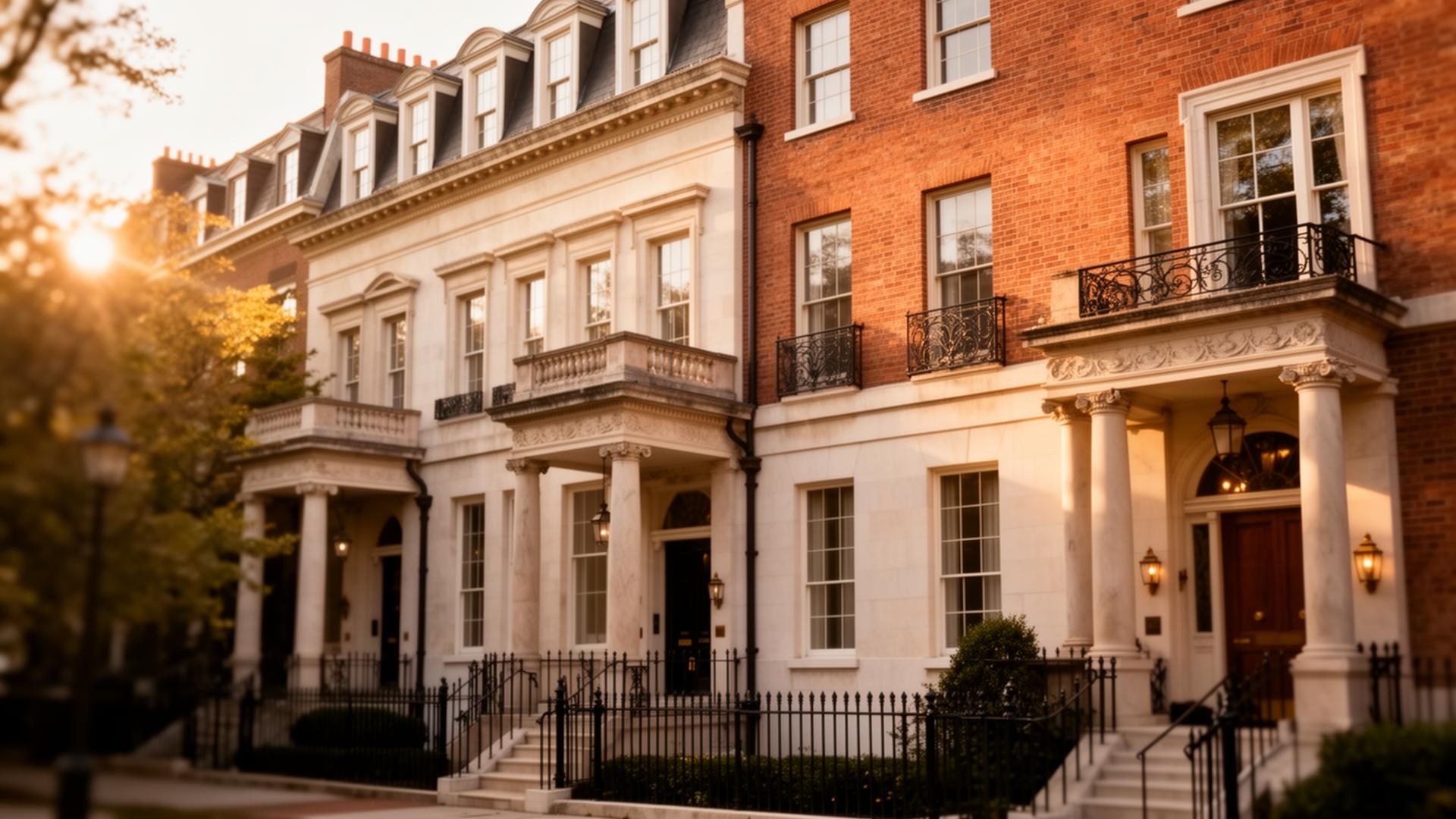 Row house at golden hour